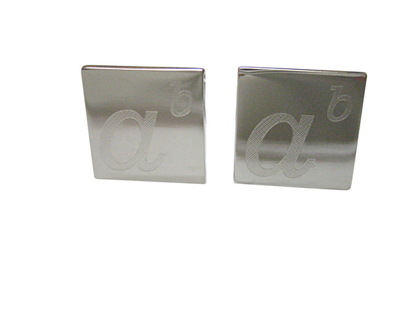 Silver Toned Etched Mathematical A to the Power of B Cufflinks