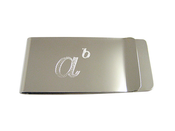 Silver Toned Etched Mathematical A to the Power of B Money Clip