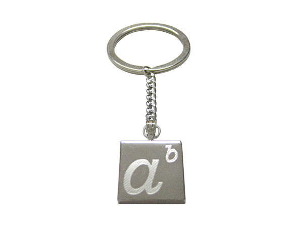 Silver Toned Etched Mathematical A to the Power of B Pendant Keychain