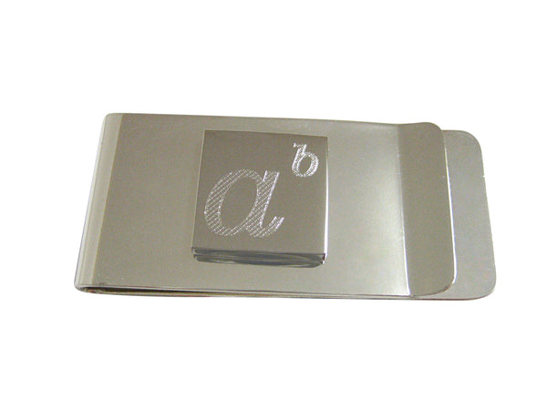 Silver Toned Etched Mathematical A to the Power of B Pendant Money Clip