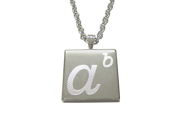 Silver Toned Etched Mathematical A to the Power of B Pendant Necklace