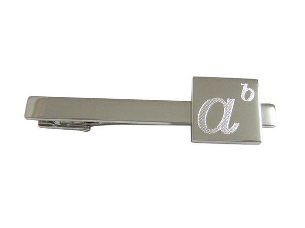 Silver Toned Etched Mathematical A to the Power of B Pendant Square Tie Clip