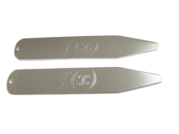 Silver Toned Etched Mathematical Function of X Collar Stays