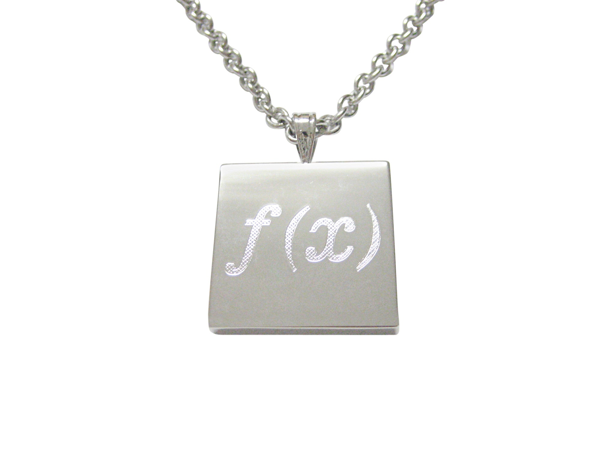 Silver Toned Etched Mathematical Function of X Pendant Necklace