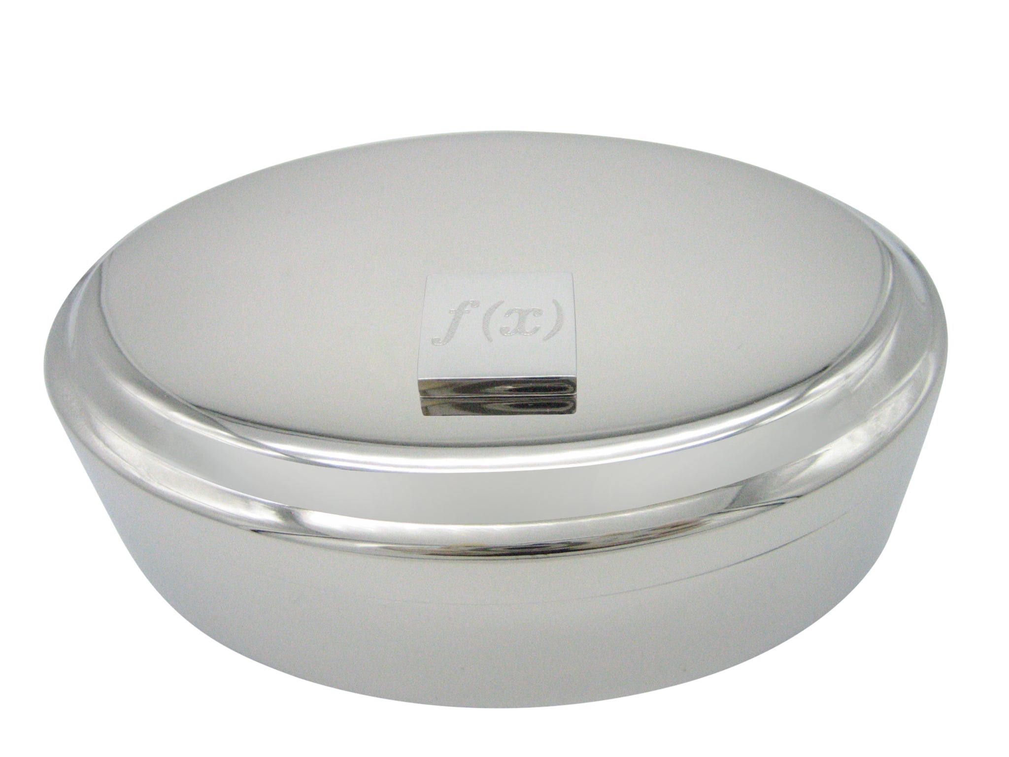 Silver Toned Etched Mathematical Function of X Pendant Oval Trinket Jewelry Box