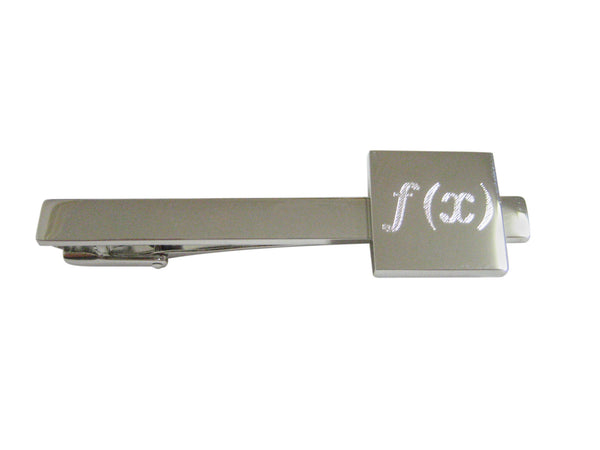 Silver Toned Etched Mathematical Function of X Square Tie Clip