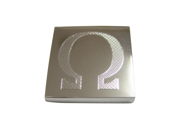 Silver Toned Etched Mathematical Greek Omega Symbol Pendant Magnet