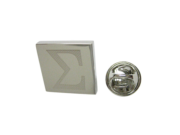 Silver Toned Etched Mathematical Greek Sigma Symbol Lapel Pin