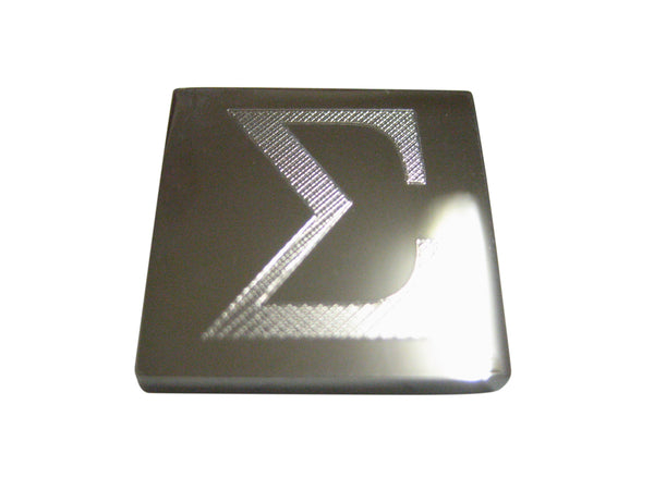 Silver Toned Etched Mathematical Greek Sigma Symbol Magnet