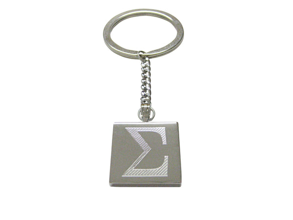 Silver Toned Etched Mathematical Greek Sigma Symbol Pendant Keychain