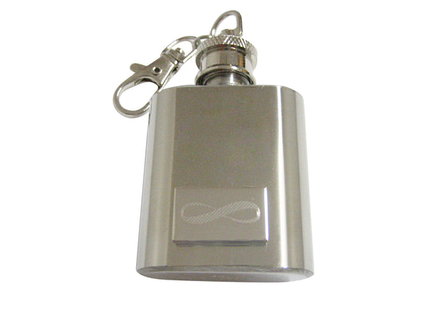 Silver Toned Etched Mathematical Infinity Google Googol Symbol 1 Oz. Stainless Steel Key Chain Flask