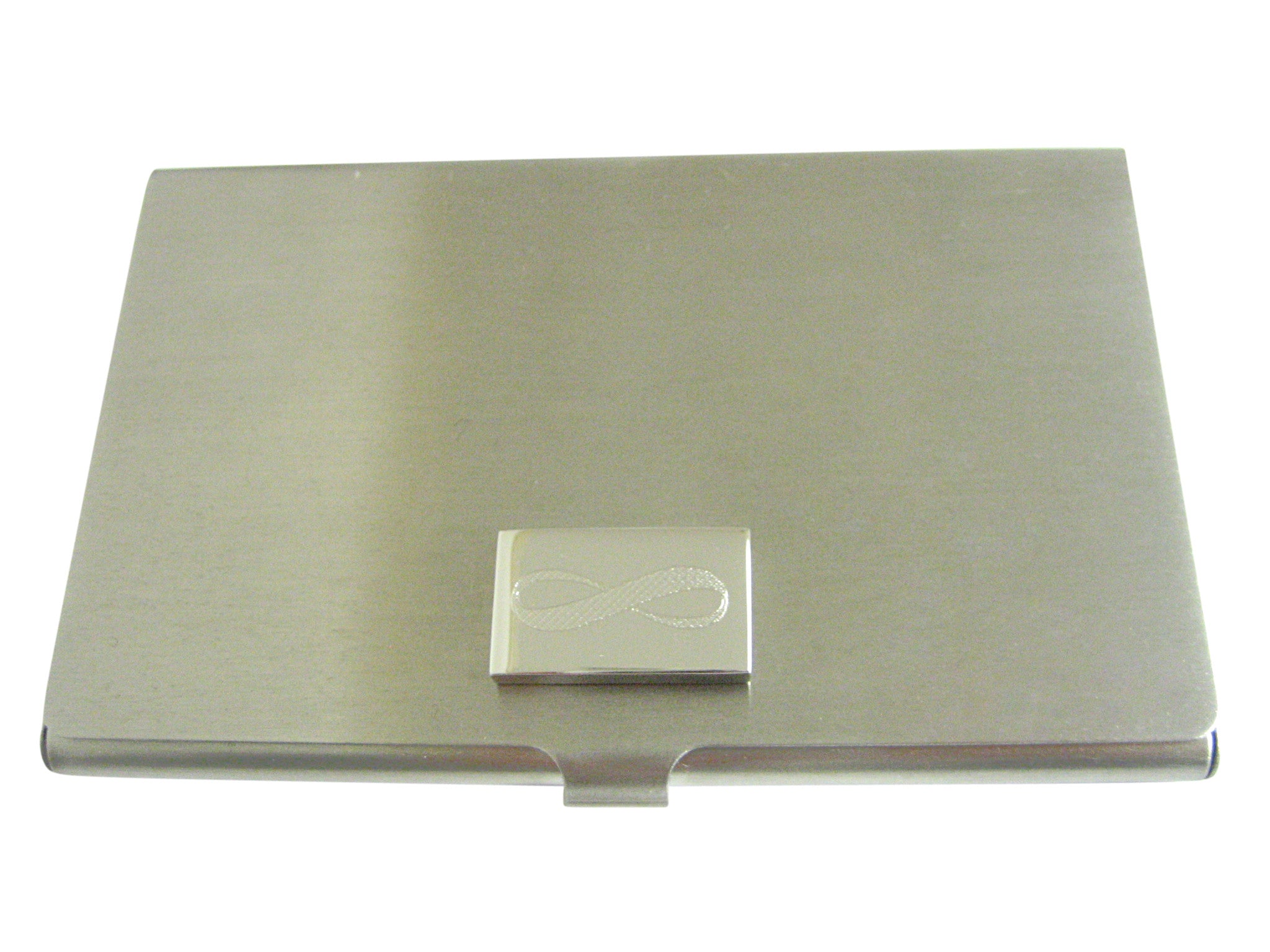 Silver Toned Etched Mathematical Infinity Google Googol Symbol Business Card Holder