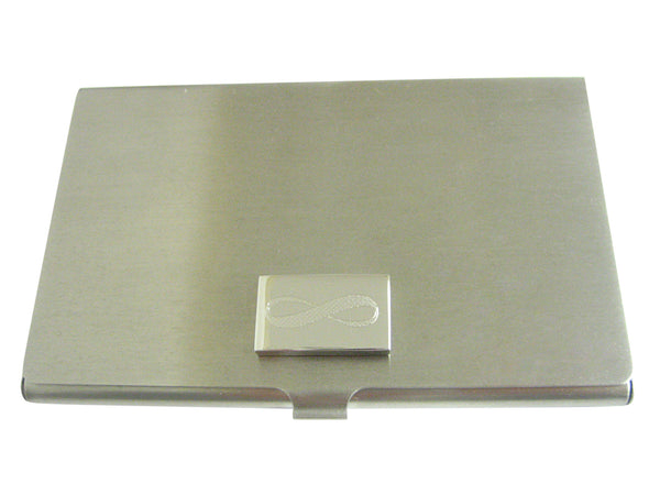 Silver Toned Etched Mathematical Infinity Google Googol Symbol Business Card Holder