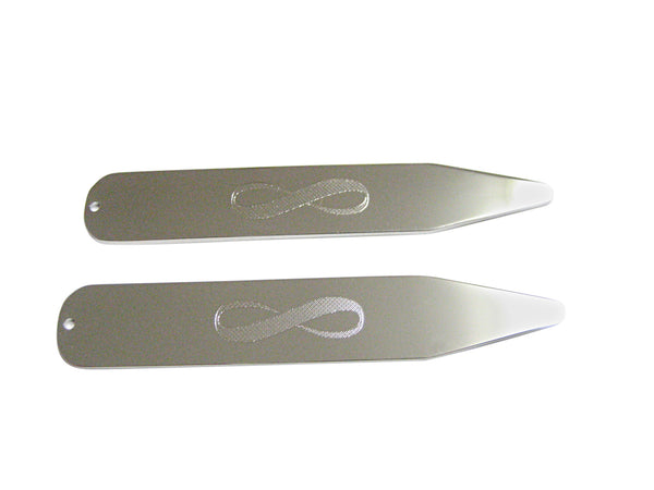 Silver Toned Etched Mathematical Infinity Google Googol Symbol Collar Stays