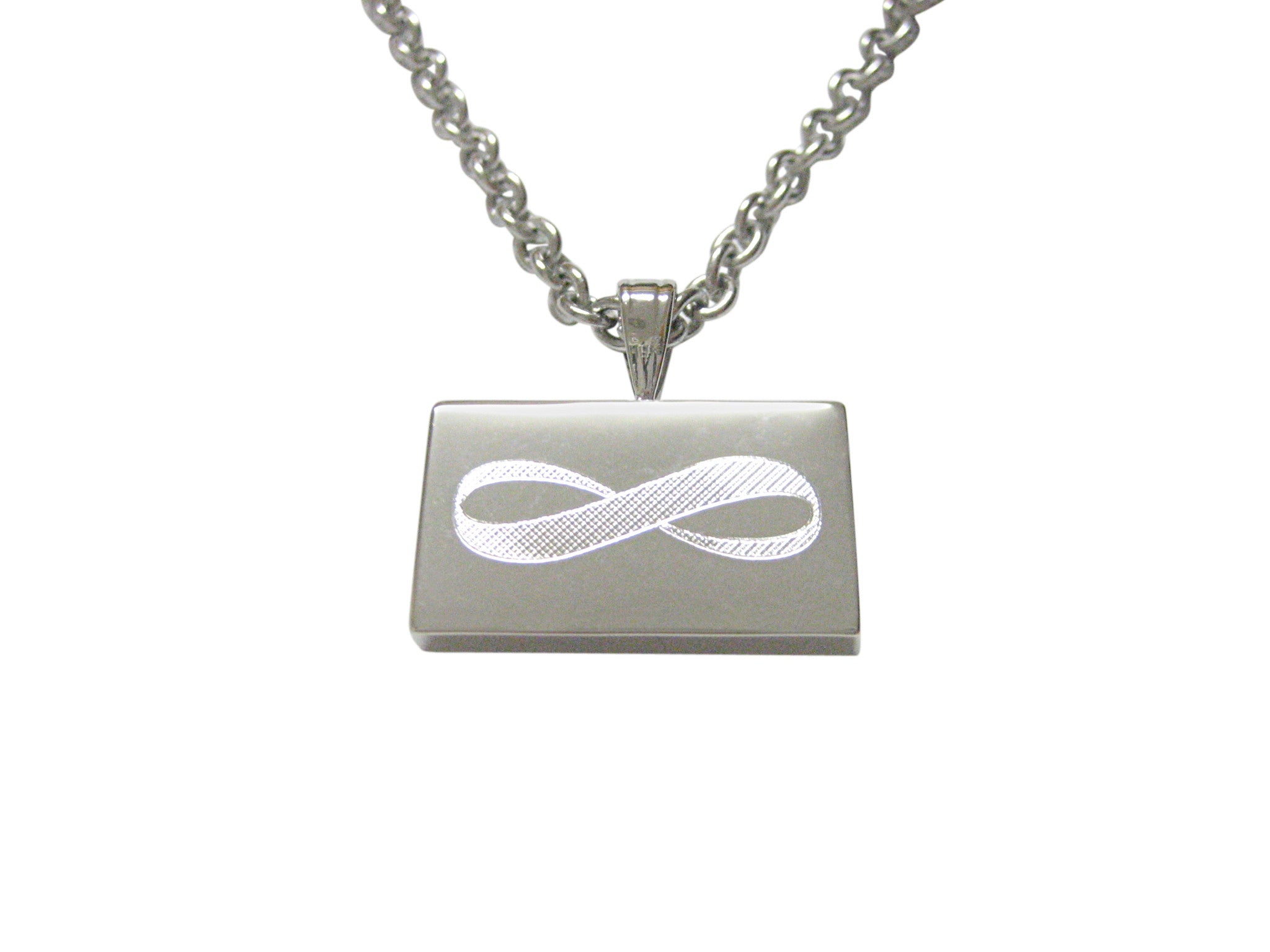 Silver Toned Etched Mathematical Infinity Google Googol Symbol Pendant Necklace