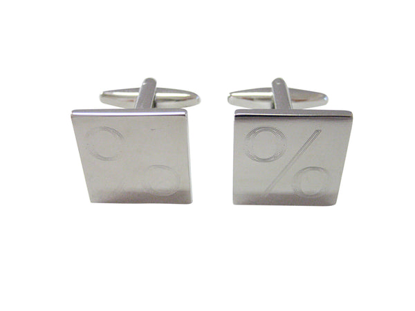 Silver Toned Etched Mathematical Percent Sign Cufflinks
