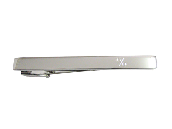 Silver Toned Etched Mathematical Percent Sign Square Tie Clip