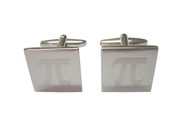 Silver Toned Etched Mathematical Pi Symbol Cufflinks