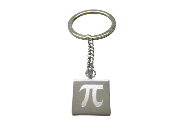 Silver Toned Etched Mathematical Pi Symbol Keychain