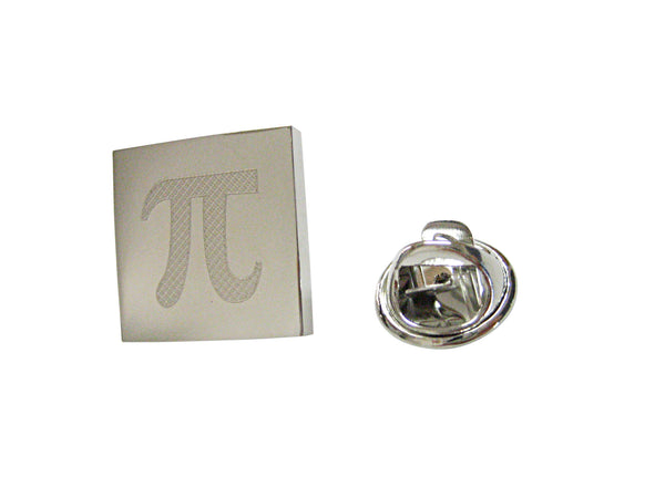 Silver Toned Etched Mathematical Pi Symbol Lapel Pin