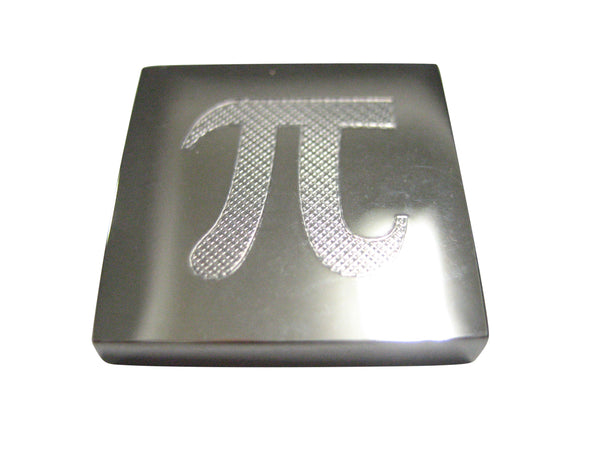 Silver Toned Etched Mathematical Pi Symbol Magnet