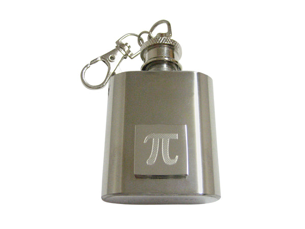 Silver Toned Etched Mathematical Pi Symbol Pendant 1 Oz. Stainless Steel Key Chain Flask