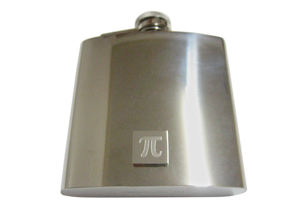 Silver Toned Etched Mathematical Pi Symbol Pendant 6 Oz. Stainless Steel Flask