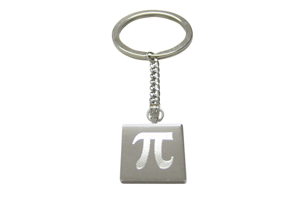 Silver Toned Etched Mathematical Pi Symbol Pendant Keychain