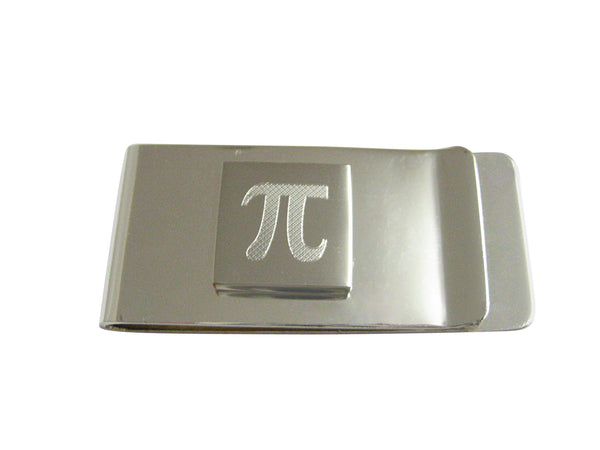 Silver Toned Etched Mathematical Pi Symbol Pendant Money Clip