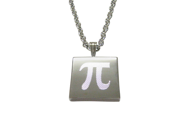 Silver Toned Etched Mathematical Pi Symbol Pendant Necklace
