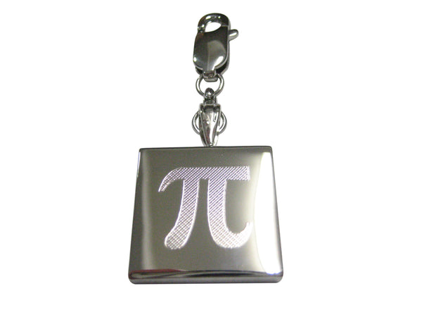 Silver Toned Etched Mathematical Pi Symbol Pendant Zipper Pull Charm