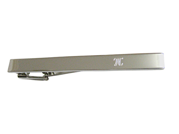Silver Toned Etched Mathematical Pi Symbol Tie Clip
