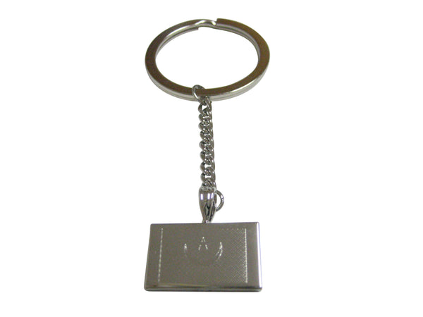 Silver Toned Etched Mauritania Flag Pendant Keychain