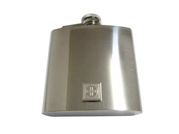 Silver Toned Etched Medical Cross 6 Oz. Stainless Steel Flask