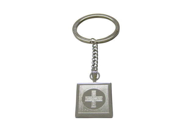 Silver Toned Etched Medical Cross Keychain