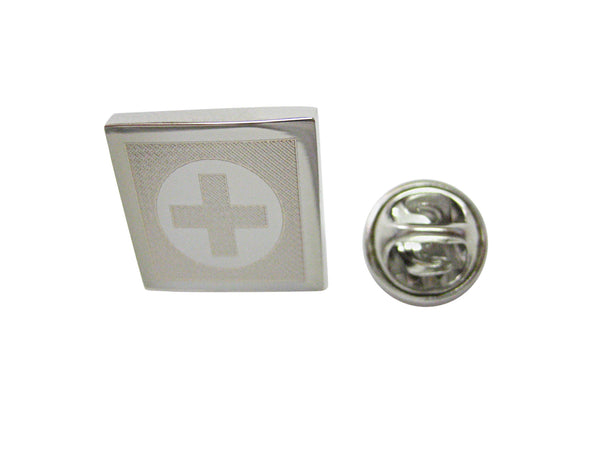 Silver Toned Etched Medical Cross Lapel Pin