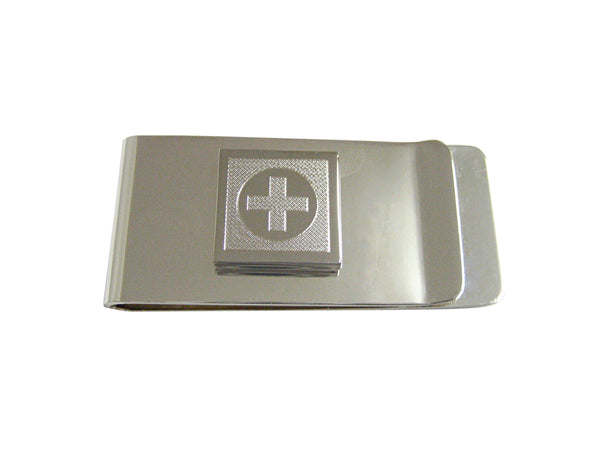 Silver Toned Etched Medical Cross Money Clip