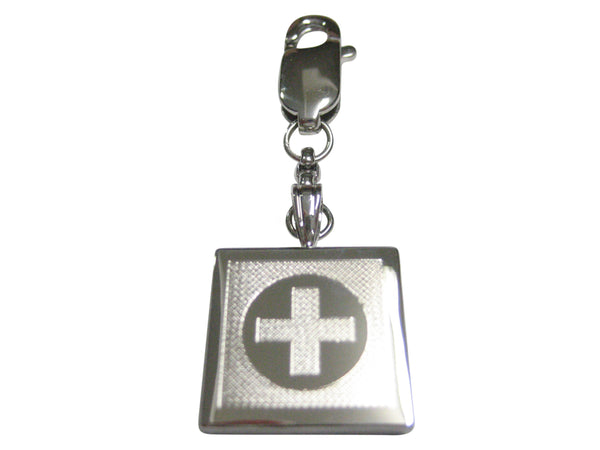 Silver Toned Etched Medical Cross Pendant Zipper Pull Charm
