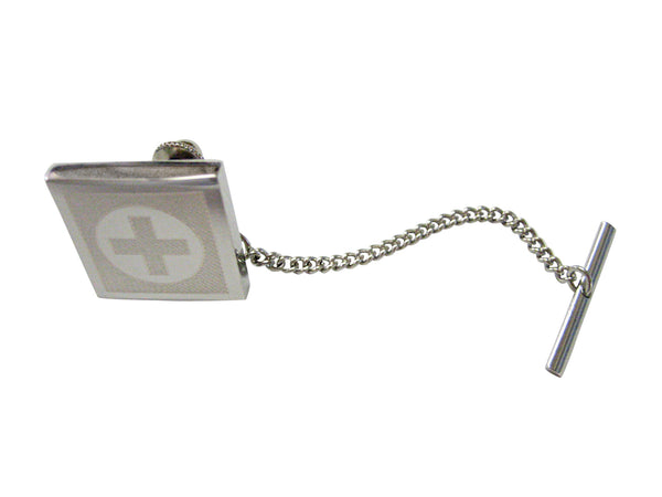Silver Toned Etched Medical Cross Tie Tack