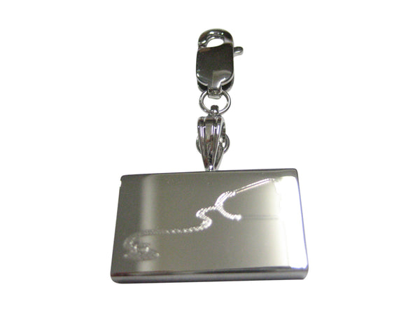 Silver Toned Etched Medical Stethoscope Pendant Zipper Pull Charm