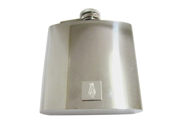 Silver Toned Etched Meerkat 6 Oz. Stainless Steel Flask