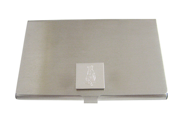 Silver Toned Etched Meerkat Business Card Holder