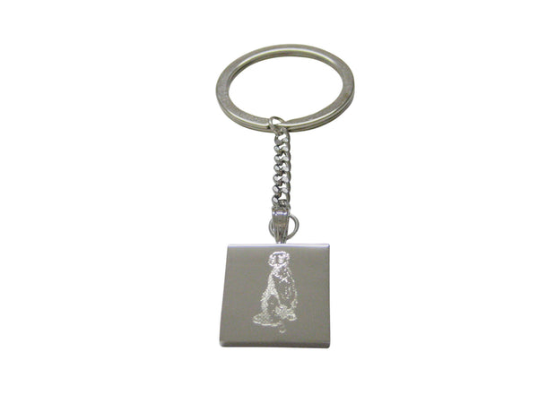 Silver Toned Etched Meerkat Keychain