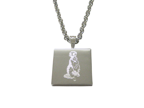Silver Toned Etched Meerkat Pendant Necklace