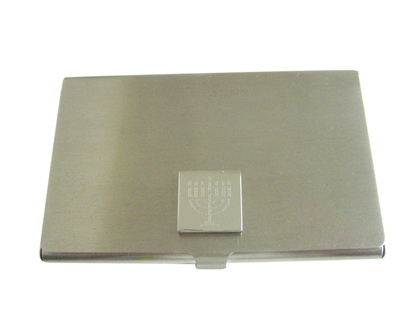 Silver Toned Etched Menorah Business Card Holder