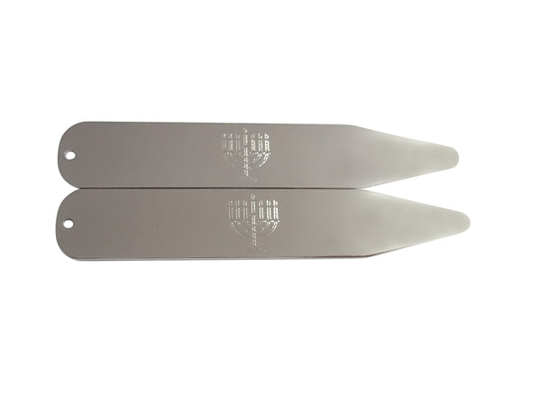 Silver Toned Etched Menorah Collar Stays