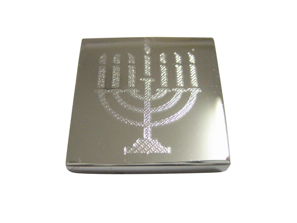 Silver Toned Etched Menorah Magnet