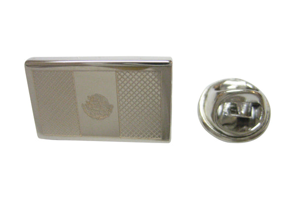 Silver Toned Etched Mexico Flag Lapel Pin
