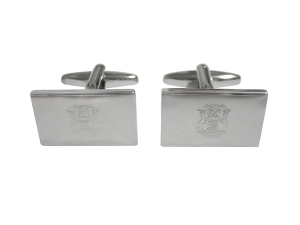 Silver Toned Etched Michigan State Flag Cufflinks