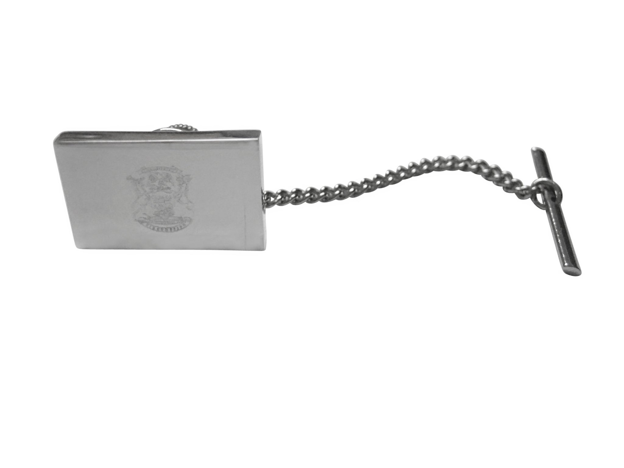 Silver Toned Etched Michigan State Flag Tie Tack